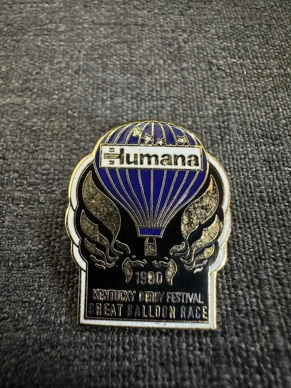 1990 Humana Kentucky Derby Festival Great Balloon Race Enamel Lapel Pin KDF